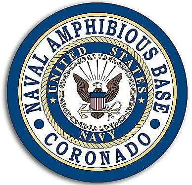 3 Inch Round Naval Amphibious Base Coronado Seal Sticker (Logo Ca USN) Navy Lic. • $5