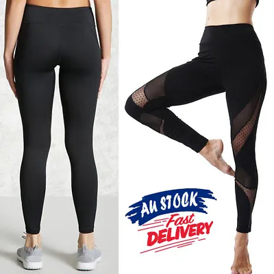 $18.21 • Buy Yoga Pants High Waist Sports Trousers Gym Mesh Leggings AU Running Women Fitness