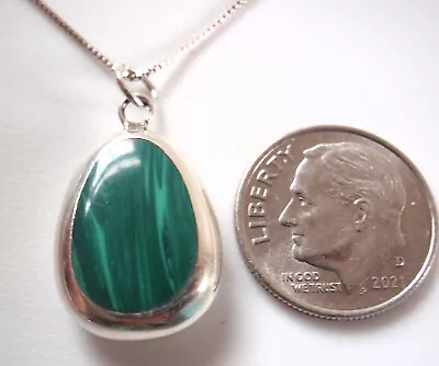 Reversible Mother Of Pearl And Simulated Malachite 925 Sterling Silver Pendant • $9.99