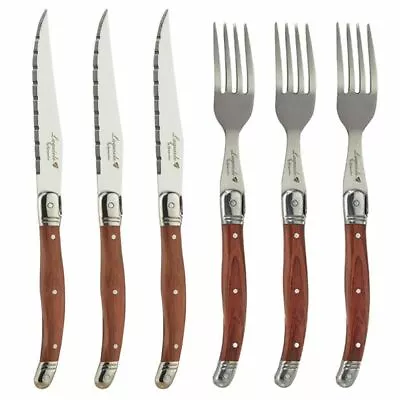 Laguiole Steak Knives Fork Set Stainless Steel Japanese Cutlery Wood Dinnerware • $98.03