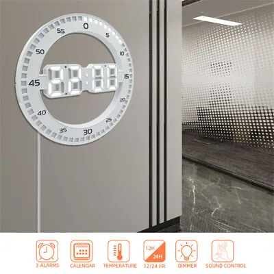 £27.30 • Buy LED Digital Large Wall Clock 3D Luminous Silent Electronic Jump Second Clock