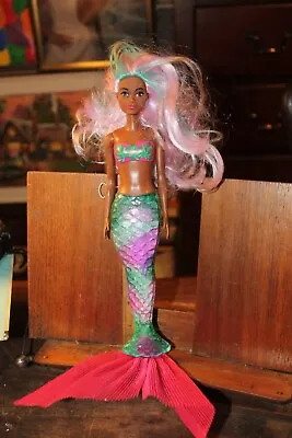 Barbie Color Reveal Mermaid 12  Doll African American Rainbow Hair Brown Eyes  • $5