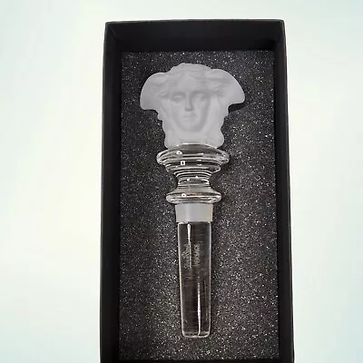 Rosenthal Versace Medusa Frosted Crystal Bottle Stopper Topper New In Box • $110