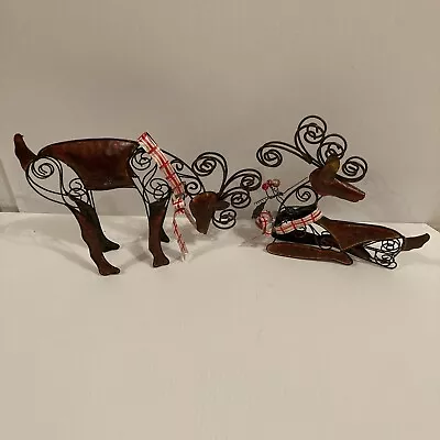 3D Metal Reindeer 9” Tall 12” Wide Set Of 2 • $15