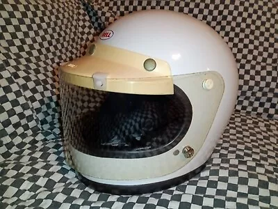 Vintage Early Bell Star 120 Helmet 70 Snell 7 3/8  Racing  Visor  Vgc   • $275