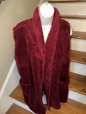 J CREW No Tags Buttery Soft Oversized XL XXL Sweater Vest Pockets Burgundy💗234 • $29