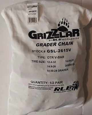 $442.75 • Buy Grizzlar GSL-2615V Tire Chains V-Bar Ladder Grader 12.4-32, 14.00-24, 14.00-25