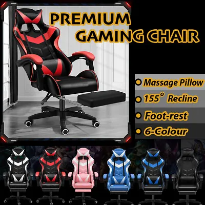 $339.95 • Buy Gaming Chair Office Seating Racing Computer PU Leather Executive Racer Footrest