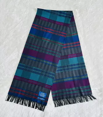 Vintage LOBO By Pendleton Plaid Cotton Wool Scarf Made In USA Fringe 11” X 60” • $29.99