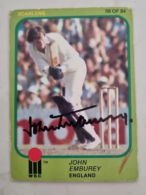 SIGNED 1981-82 SCANLENS [1980 - 1982 TOURS] CRICKET CARD - 58 John EMBUREY • $14.90