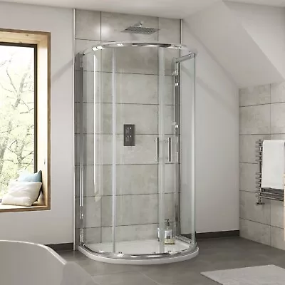 Nuie Pacific D-Shaped Shower Enclosure & Tray Modern Bathroom 6mm Glass Cubicle • £424.95