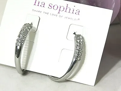 Beautiful Lia Sophia  CRYSTAL DIPPED  Hoop Earrings Cut Crystals NWT-POPULAR! • $15.76