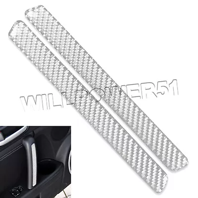 Real Carbon Fiber Silver Interior Side Door Handle Trim Fits 09-15 MX5 Miata • $29.40