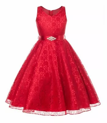 Princess Girls Bridesmaid Lace Dress Baby Kid Party Pageant Wedding Dresses Prom • £18.91