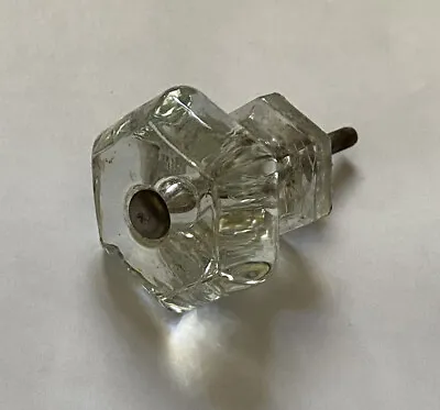 Vintage Clear Glass Hexagon Dresser Drawer Door Cabinet Knob • $11.99