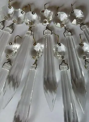 5x Vintage Facet Cut Glass Crystal Icicle Chandelier Drops Spare Part Xmas Decos • £13.99