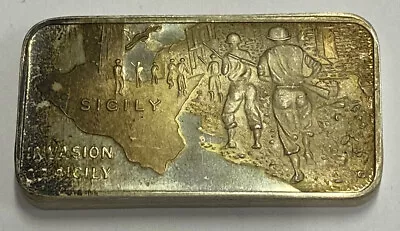 Invasion Of Sicily Lincoln Mint One Ounce Sterling Silver Bar • $39.99