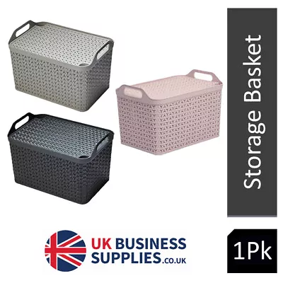 £8.49 • Buy Strata ECO Baskets & Lids Stackable 3 Colours With Handles S, M & L