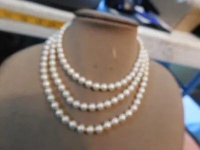 VTG 3 Strand Faux Pearl Bead  Necklace • $3