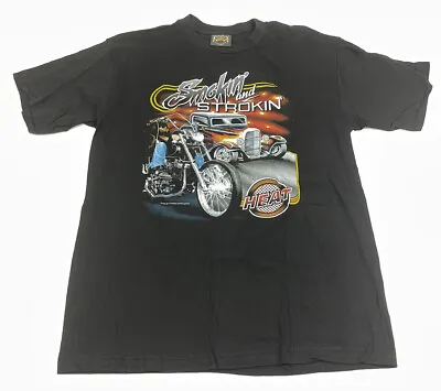 Vintage Tee Smokin & Strokin Hot Rod Black T Shirt XL Thunder Sportswear NEW • $26.17