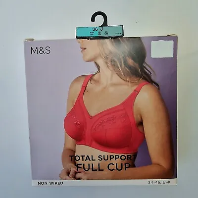 M&s Bra Various Bright Coral Total Support Cotton Rich Non Wired Full Cup Bra. • £11.99