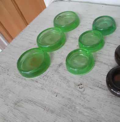 Vintage Lot Of 6 Glass Furniture Coasters Green GUC • $25