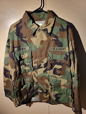 US Military Issue Woodland BDU Camo Hot Weather Combat Coat Jacket Large Short • $28