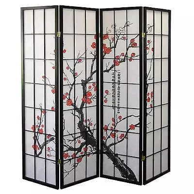 4 & 3 Panel Wood Shoji Screen Room Divider Flowered Design • $99