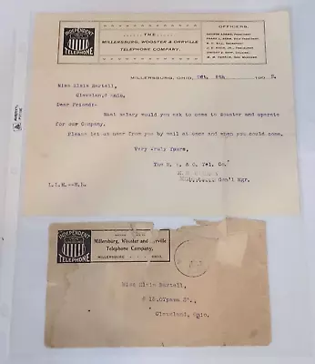 VTG 1902 Letter Independent Telephone Co Millersburg Wooster Orrville Ohio • $49.95