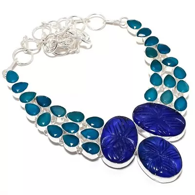 Lapis Lazuli Onyx Gemstone Handmade 925 Sterling Silver Jewelry Necklace 18  • $33.25