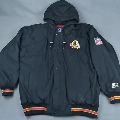 Vintage Washington Redskins NFL Starter Jacket Size Medium Bomber 90s Hooded • $84.95