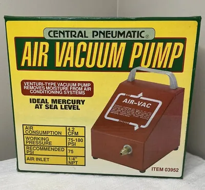 Central Pneumatic Venturi Type Air Vacuum Pump 03952 • $24.99