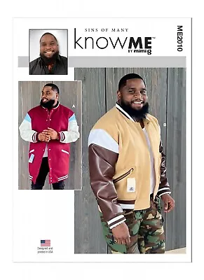 Know Me SEWING PATTERN ME2010 Men's Varsity Bomber Jacket In 2 Lengths • £14.99