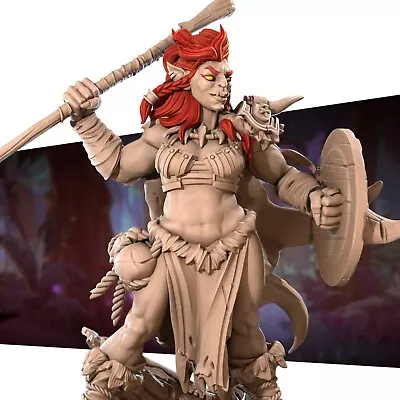 Kisha Half Orc Barbarian Fighter - Bite The Bullet - 32mm Fantasy D&D Miniature • £8.99