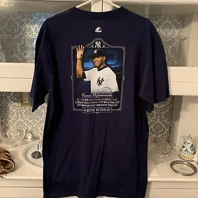 MARIANO RIVERA N Y YANKEES Blue Large Majestic T-Shirt  ALL TIME SAVES LEADER • $16.95
