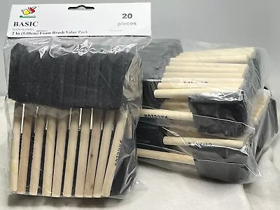 2x4  Basic Foam Sponge Paint Brushes Wood Handle Pan Club Lot Of 3 Packs 20 Each • $28.99