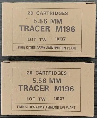 Twin Cities  5.56mm Tracer  M196  Early  Vietnam New Replica 20 Round Ammo Boxes • $8