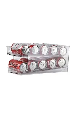 2-Tiers Soda Can Dispenser Stackable Holder Can Organizer Rack Fridge Shelf US • $20.99