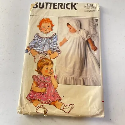 Vtg Sewing Pattern Butterick Girls Newborn Infant Dress Christening 6718 • $2.39