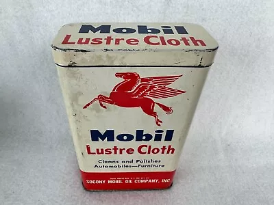 Vintage Mobil Oil Pegasus Lustre Cloth Socony Mobil Oil Co. Advertising Tin Can • $21.24