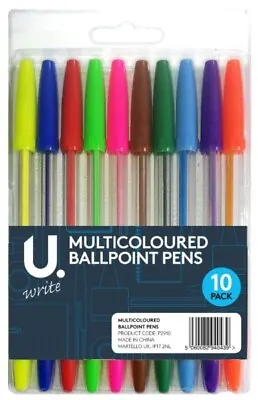Multi Colour Ballpoint Pens Set Writing Pen Biro Pen Rubber Grip Drawing Art • £2.99