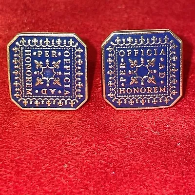 Masonic Cufflinks Enamel Hallmarked Gold Gilt Silver 9.4grams • £10