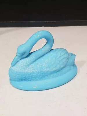 Blue Milk Glass SWAN On Nest Candy Dish LID ONLY • $11.81