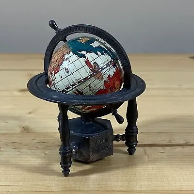 Vintage Die Cast Globe Pencil Sharpener Colorful World Map Copper Stand Spins 3” • $14.99