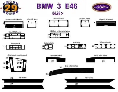 INTERIOR Dash Trim Kit 3M FULL SET FOR BMW E46 3 SERIES 1998-2006 RHD BLACK • $98.87