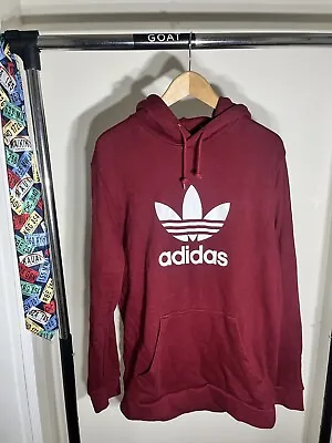 Adidas Maroon Logo Pullover Hoodie Men’s Size Large  • $25