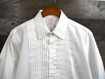 Brooks Brothers Shirt Mens 16.5 34 White Tuxedo Dress Ruffled French Cuff Cotton • $39.99