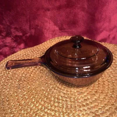 Corning Pyrex  Vision Amber  1 Pint / .5 Liter Saucepan With Lid P-81-C • $17