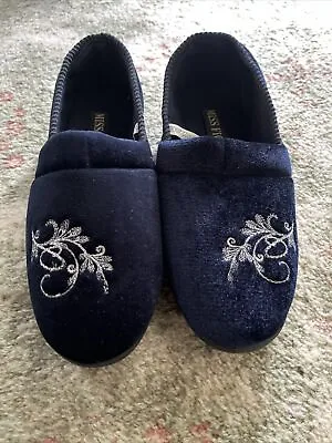 Miss Fiori Navy Slippers Size 5 • £7.50