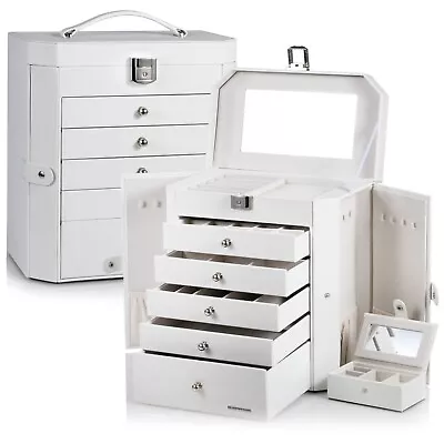 $119.99 • Buy Large White Jewellery Box Rings Necklace Storage Organiser Cabinet Xmas Gift 221
